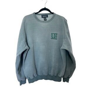 Vintage Sweater UPEI Cotton Cozy Crewneck Green Washed Distressed Cottagecore